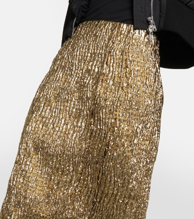 Shop Simone Rocha Metallic Pleated Midi Skirt In Gold