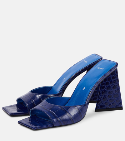 Attico Mini Devon Croc-effect Leather Mules In Blue