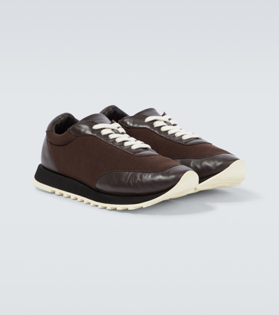 Shop The Row Owen Runner Leather-trimmed Sneakers In Brown