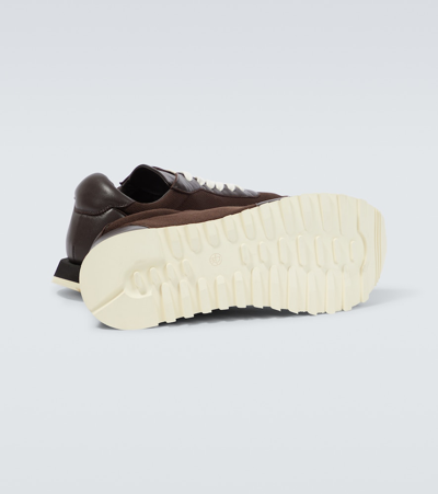 Shop The Row Owen Runner Leather-trimmed Sneakers In Brown