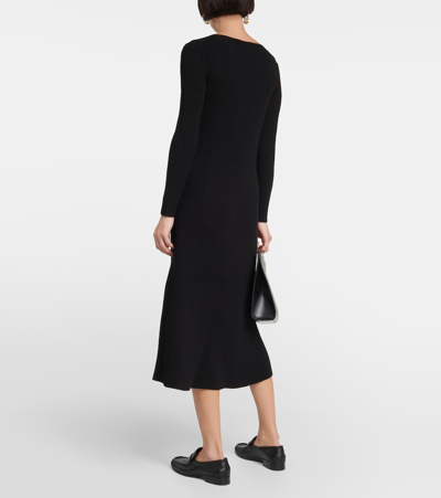 Shop Co Ribbed-knit Midi Dress In Black
