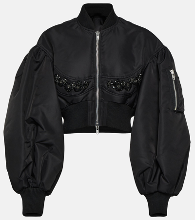 Shop Simone Rocha Embellished Oversized Bomber Jacket In Black