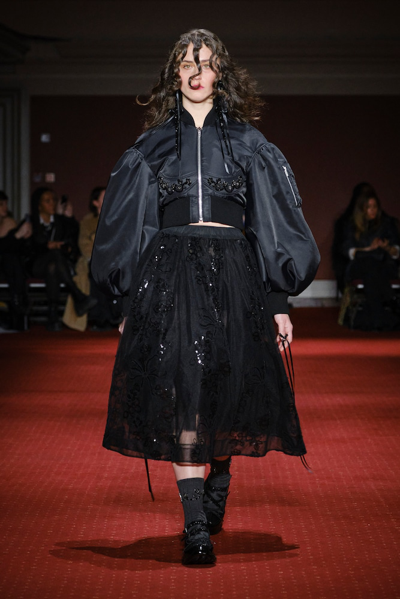 Shop Simone Rocha Embellished Oversized Bomber Jacket In Black