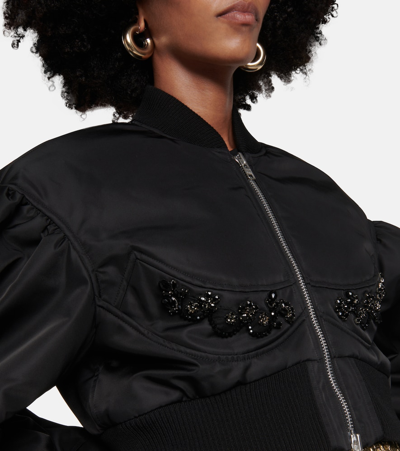 Shop Simone Rocha Embellished Oversized Bomber Jacket In Black