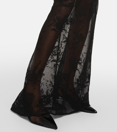 Alaïa Floral Mesh Maxi Skirt In Black