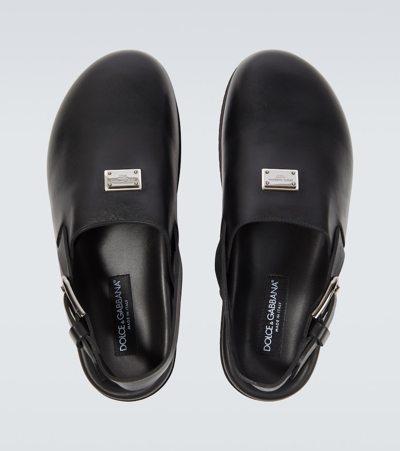 Shop Dolce & Gabbana Leather Clogs In Black