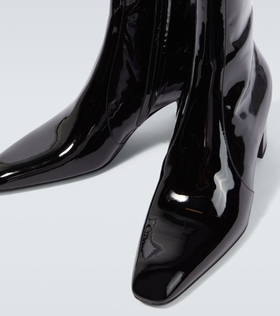 Shop Saint Laurent Xiv Patent Leather Ankle Boots In Black