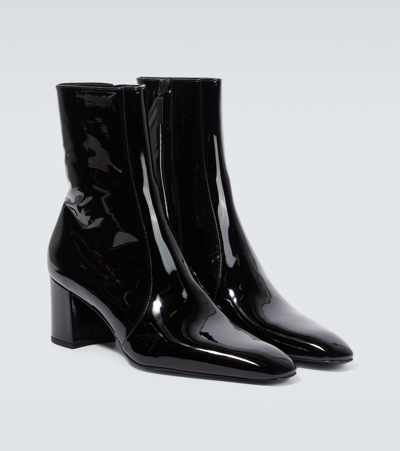Shop Saint Laurent Xiv Patent Leather Ankle Boots In Black