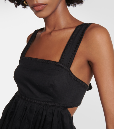 Shop Zimmermann Ramie Midi Dress In Black