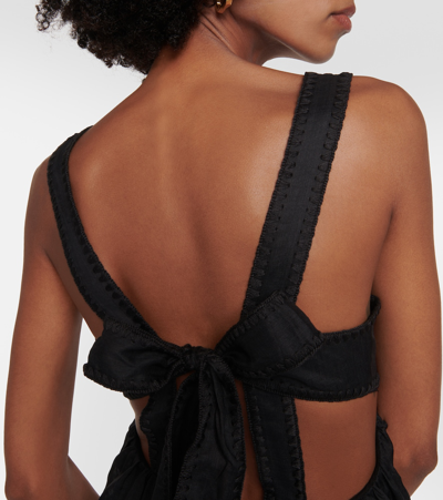 Zimmermann Chintz Tiered Midi Dress In Black