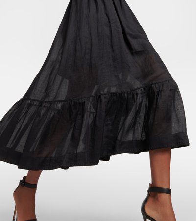 Shop Zimmermann Ramie Midi Dress In Black