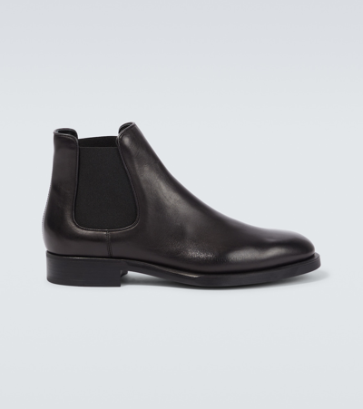 Shop Giorgio Armani Leather Ankle Boots In Black
