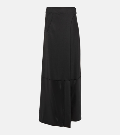 Shop Victoria Beckham High-rise Wool-blend Maxi Skirt In Black