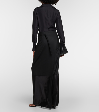 Shop Victoria Beckham High-rise Wool-blend Maxi Skirt In Black