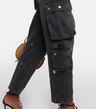 Shop Isabel Marant Elore Denim Cargo Pants In Black