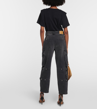 Shop Isabel Marant Elore Denim Cargo Pants In Black