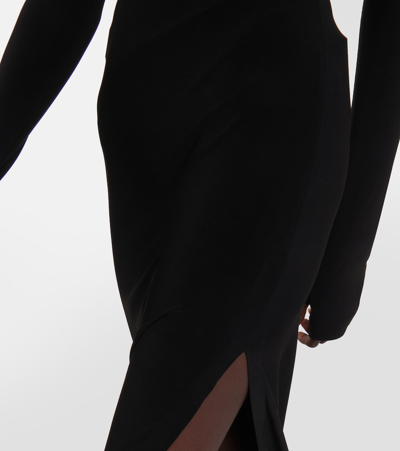 Shop Norma Kamali Side-slit Jersey Maxi Skirt In Black
