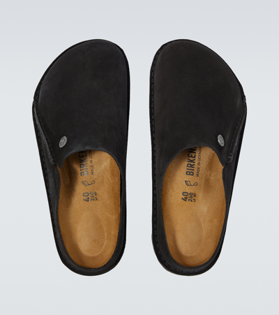 Shop Birkenstock Zermatt Premium Leather Slippers In Black