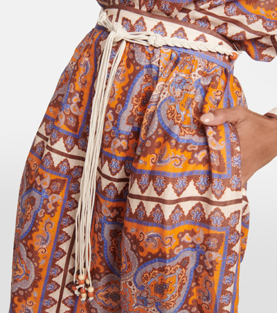Shop Zimmermann Halcyon Printed Linen Maxi Skirt In Multicoloured