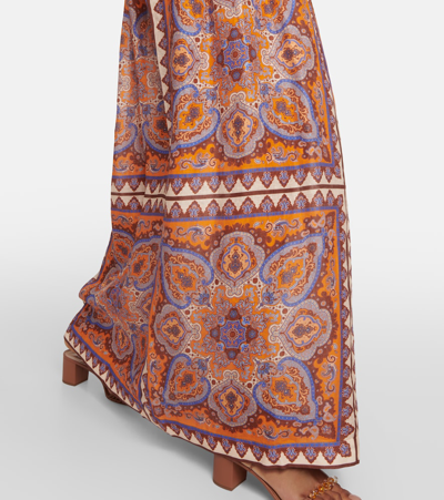 Shop Zimmermann Halcyon Printed Linen Maxi Skirt In Multicoloured