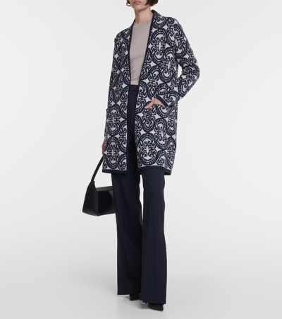 Shop 's Max Mara Jacquard Wool And Cashmere Cardigan In Multicoloured