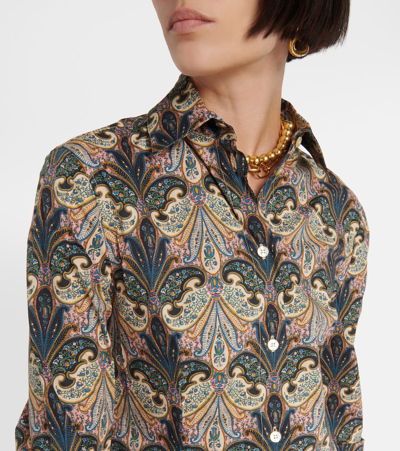Etro Paisley Print Long Sleeve Cotton Stretch Poplin Button-up Shirt In Black