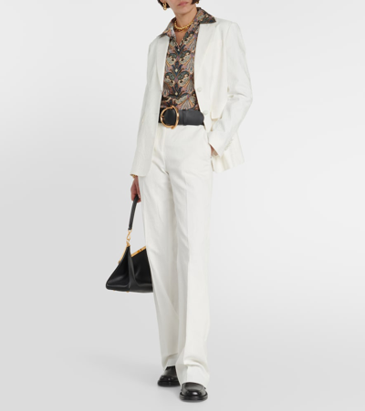 Etro Paisley Print Long Sleeve Cotton Stretch Poplin Button-up Shirt In Black