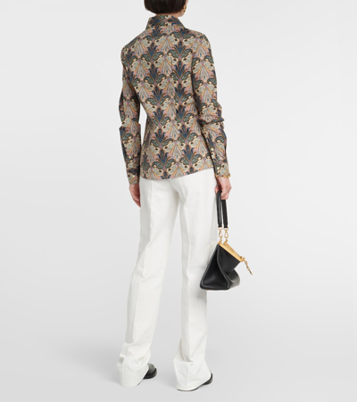 Etro Paisley Print Long Sleeve Cotton Stretch Poplin Button-up Shirt In Black