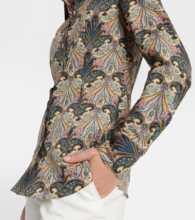 Etro Paisley Print Long Sleeve Cotton Stretch Poplin Button-up Shirt In Black