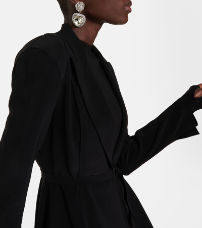 Shop Norma Kamali Belted Peplum-hem Jersey Blazer In Black