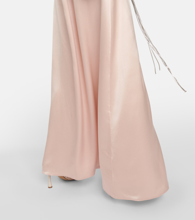 Shop Magda Butrym Floral Appliqué Silk Gown In Pink