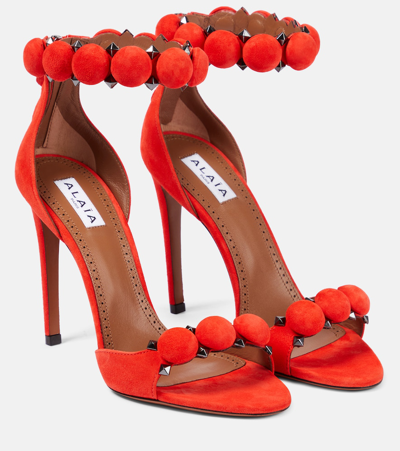 Shop Alaïa La Bombe 100 Suede Sandals In Red