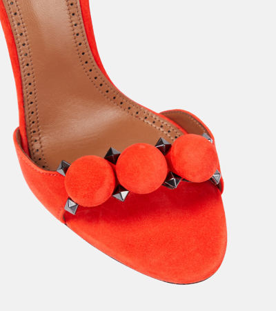 Shop Alaïa La Bombe 100 Suede Sandals In Red