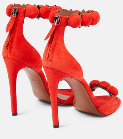 Shop Alaïa La Bombe 100 Suede Sandals In Red