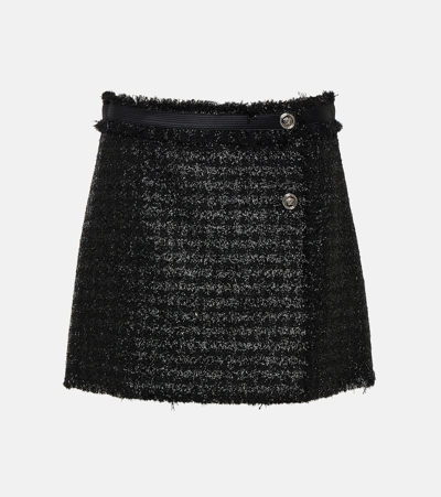 Shop Versace Bouclé Miniskirt In Black