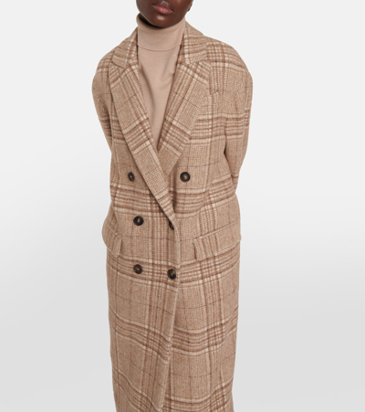 Shop Brunello Cucinelli Double-breasted Wool-blend Coat In Beige