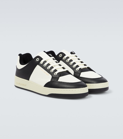 Shop Saint Laurent Sl/61 Leather Low-top Sneakers In White