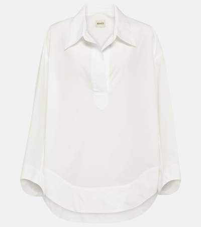 Shop Khaite Melan Cotton Poplin Shirt In White