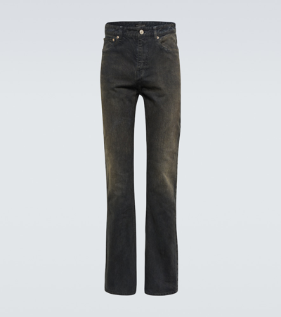 Shop Balenciaga Mid-rise Bootcut Jeans In Brown