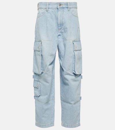 Shop Isabel Marant Elore Denim Cargo Pants In Blue