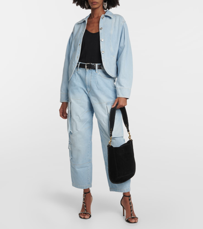 Shop Isabel Marant Elore Denim Cargo Pants In Blue