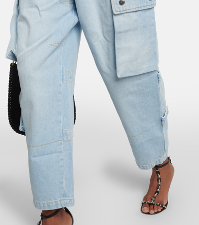 Shop Isabel Marant Elore Denim Cargo Pants In Blue