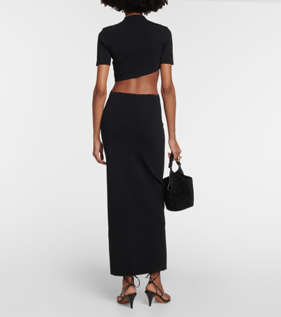 Shop Christopher Esber Maparadita Ribbed-knit Maxi Skirt In Black
