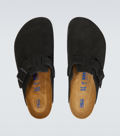 Birkenstock Slip-on Sandals With Cork Sole And Suede Upper In Black