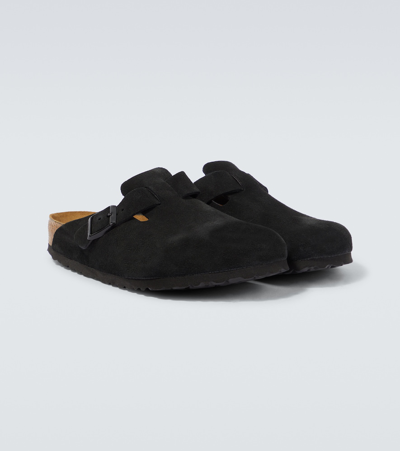 Birkenstock Slip-on Sandals With Cork Sole And Suede Upper In Black