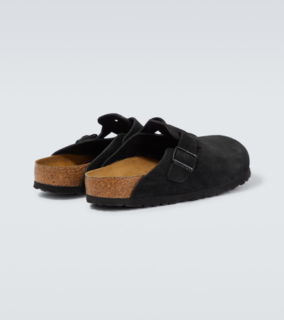 Birkenstock Slip-on Sandals With Cork Sole And Suede Upper In Black