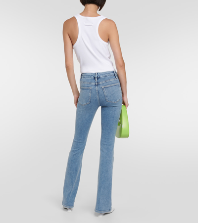 Shop Frame Le Super High Flare Jeans In Blue