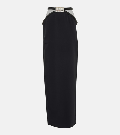 Shop David Koma Embellished Cutout Cady Maxi Skirt In Black