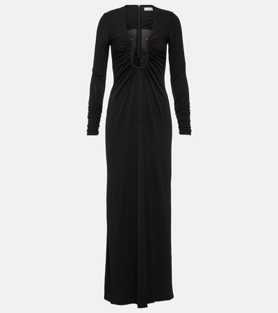 Shop Christopher Esber Gathered Jersey Maxi Dress In Black