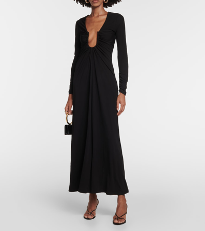 Shop Christopher Esber Gathered Jersey Maxi Dress In Black